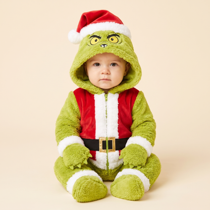 Baby wearing the My Cozy Grump Christmas onesie, front view