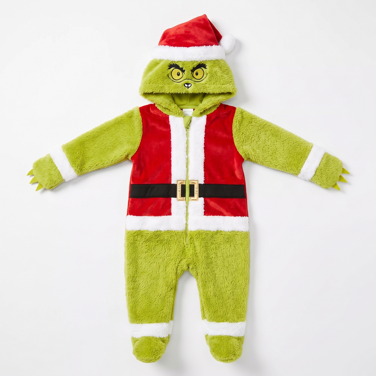 My Cozy Grump Christmas baby onesie flat lay, full length