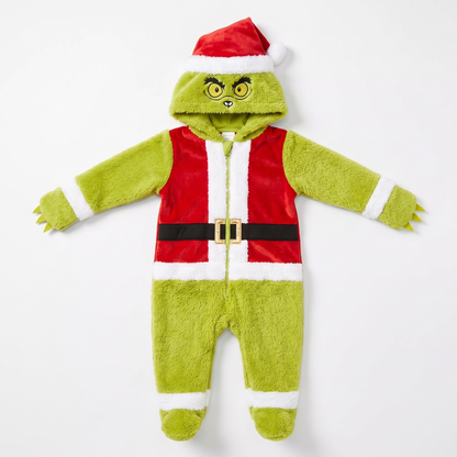 My Cozy Grump Christmas baby onesie flat lay, full length