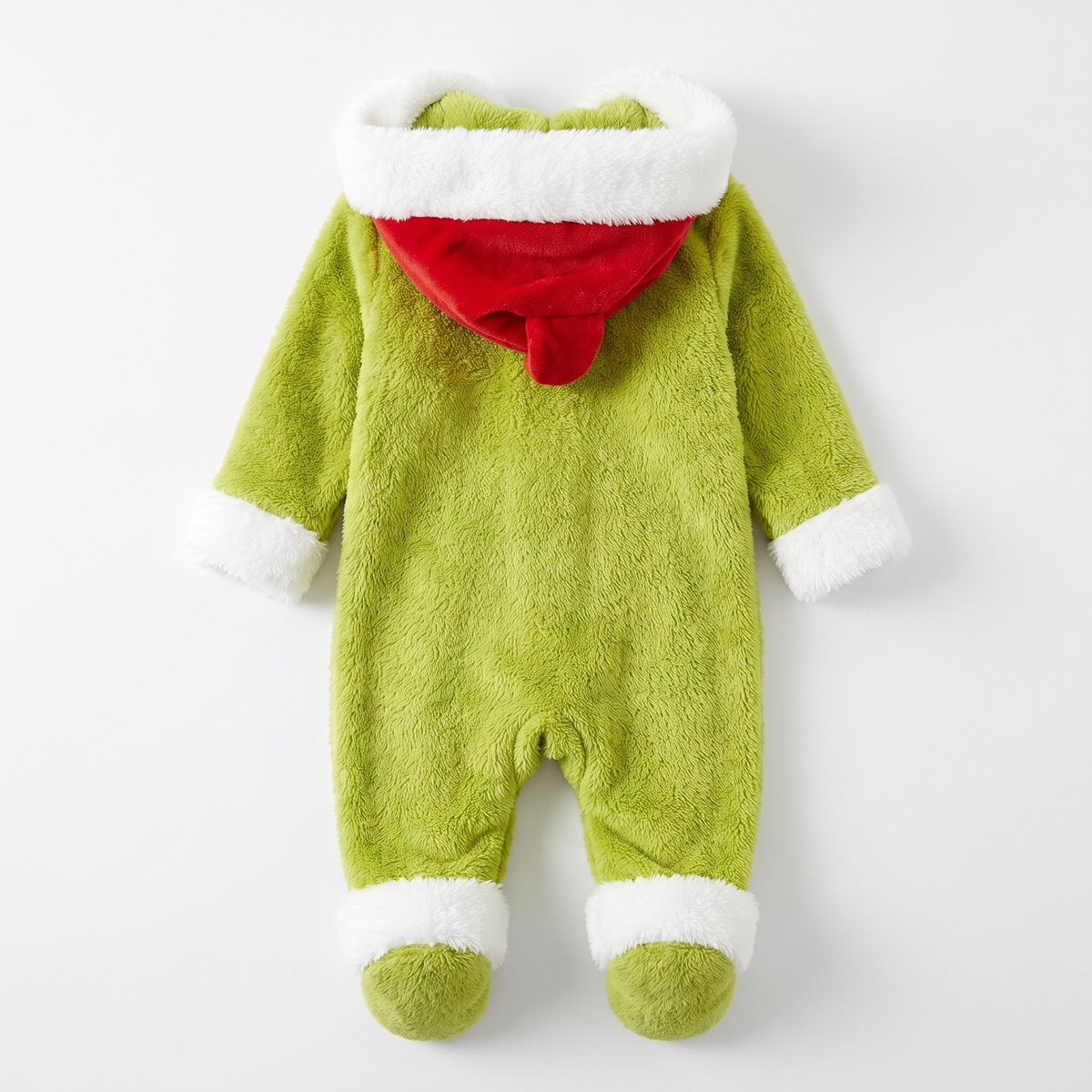 My Cozy Grump onesie back view with hood and Santa hat